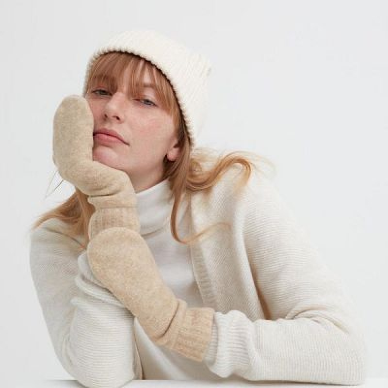 Guantes Uniqlo HEATTECH Lining Souffle Yarn Mittens Mujer Gris | 427306_PE