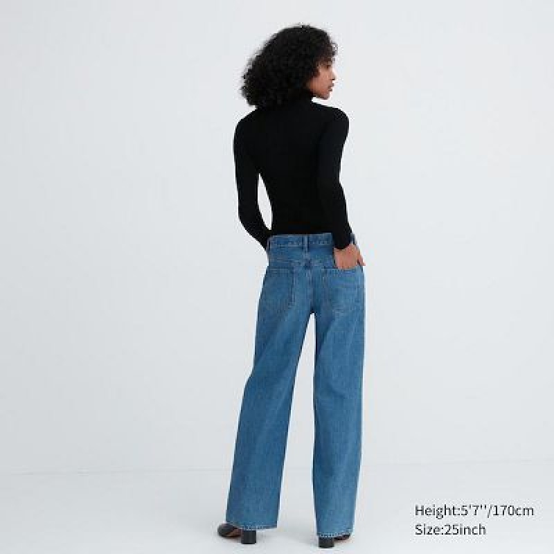 Jeans Uniqlo Baggy Mujer Azul Marino | 491730_PE