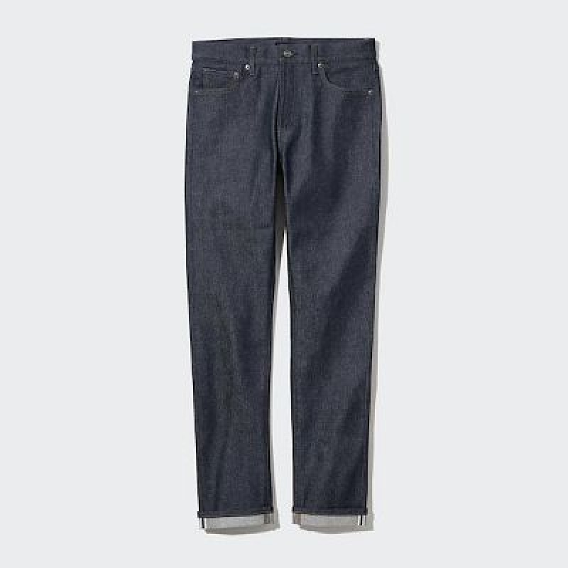 Jeans Uniqlo Stretch Selvedge Slim-Fit Hombre Negras | 71869_PE