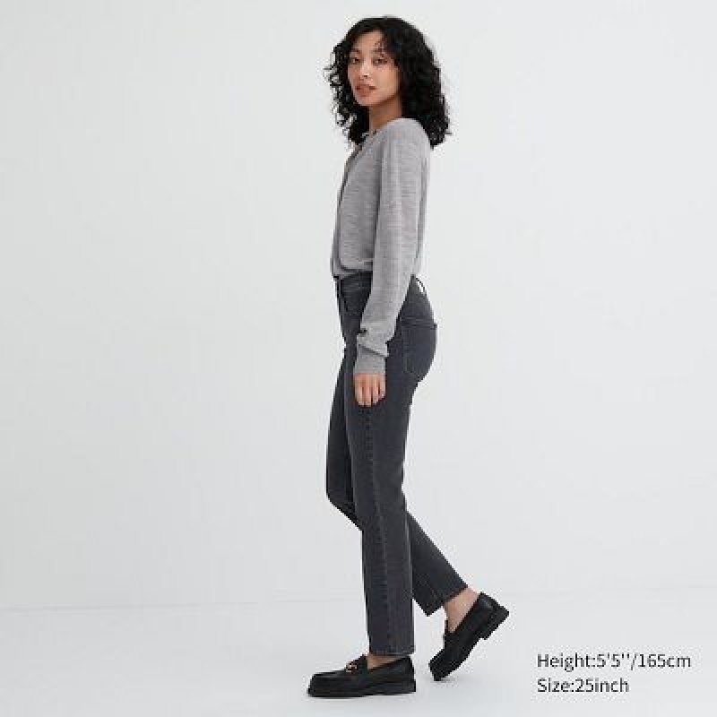 Jeans Uniqlo Stretch Slim Directo Mujer Gris | 908357_PE