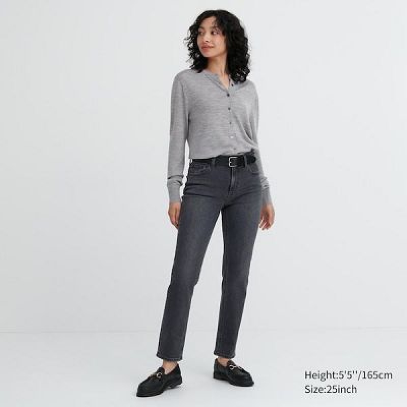 Jeans Uniqlo Stretch Slim Directo Mujer Gris | 908357_PE