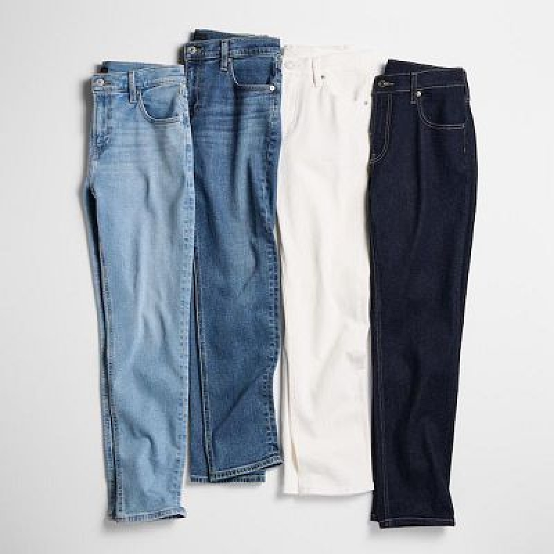 Jeans Uniqlo Stretch Slim Directo Mujer Azules | 450319_PE