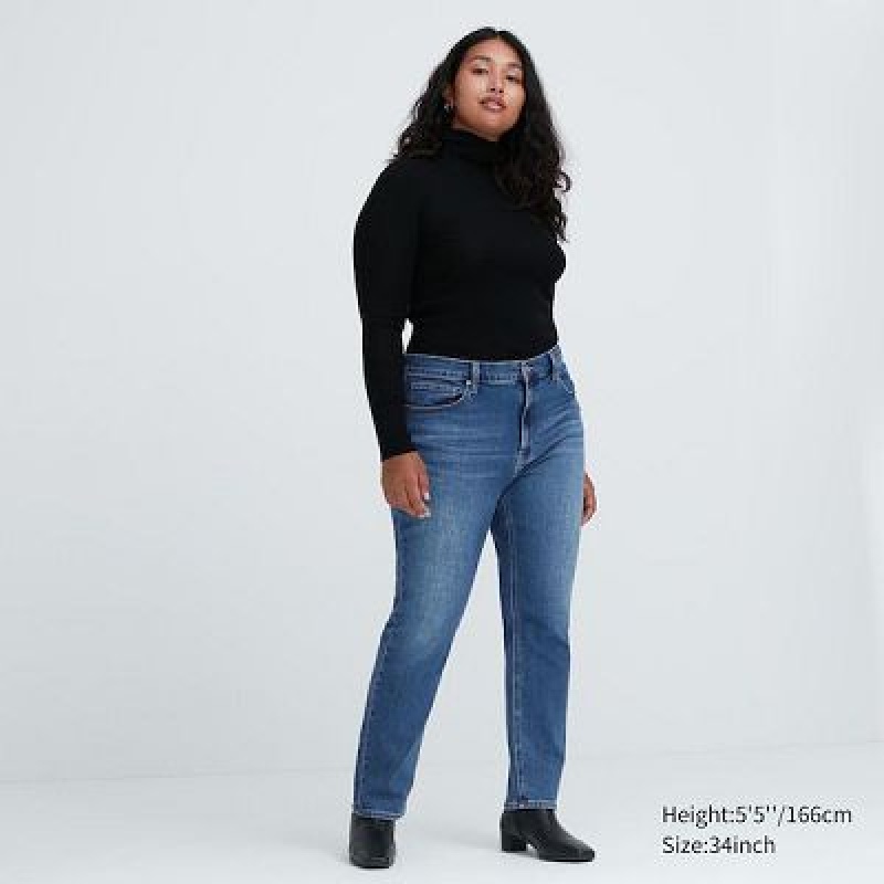 Jeans Uniqlo Stretch Slim Directo Mujer Azules | 450319_PE