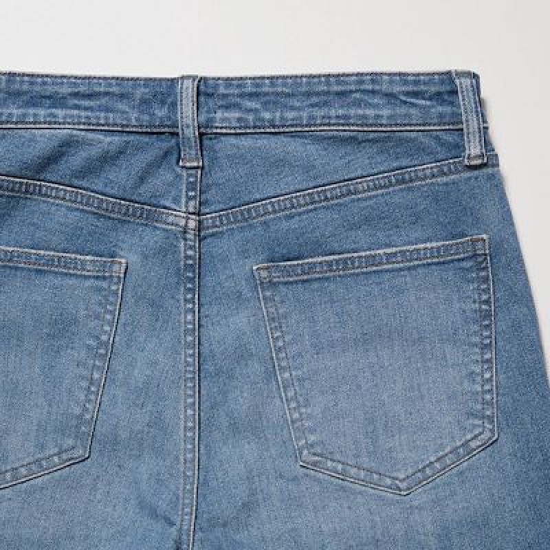 Jeans Uniqlo Ultra Stretch Distressed Hombre Azules | 730561_PE