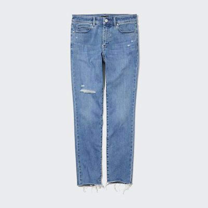 Jeans Uniqlo Ultra Stretch Distressed Mujer Azules | 193487_PE