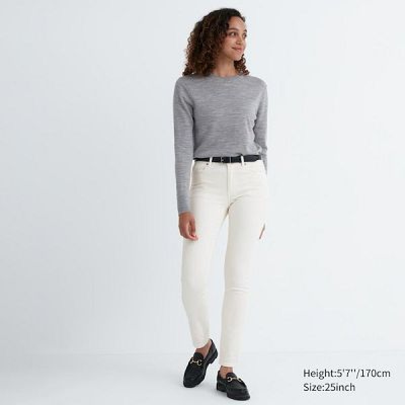 Jeans Uniqlo Ultra Stretch Mujer Blancas | 184295_PE