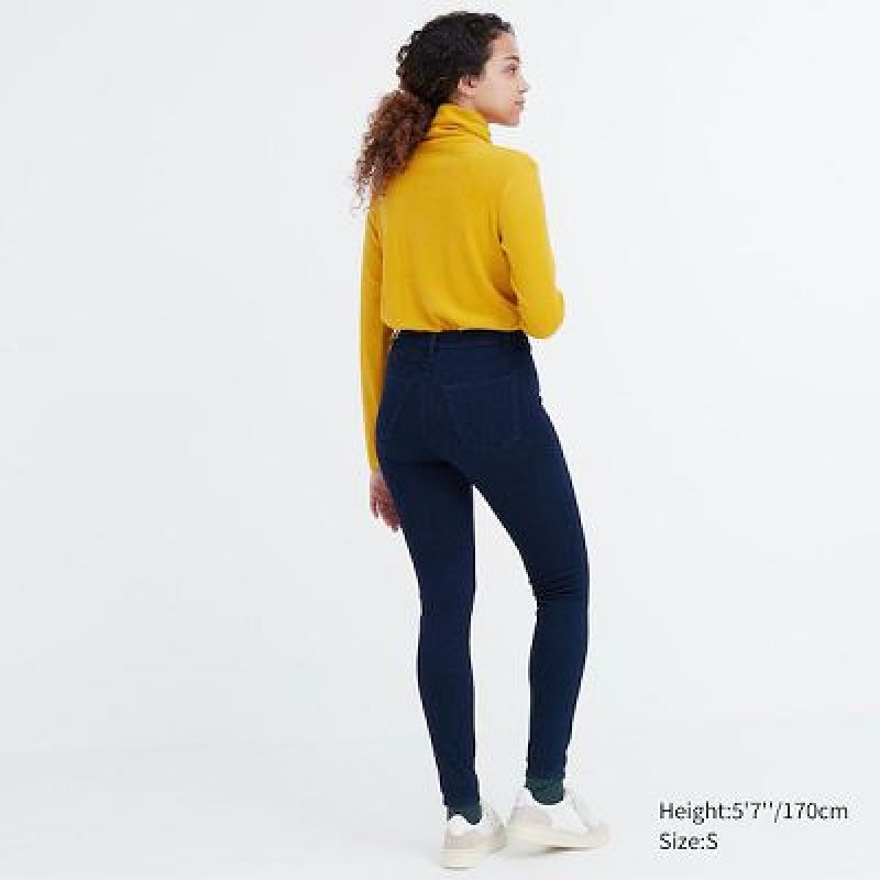 Leggins Uniqlo HEATTECH Ultra Stretch High-Rise Denim Mujer Azules | 194068_PE