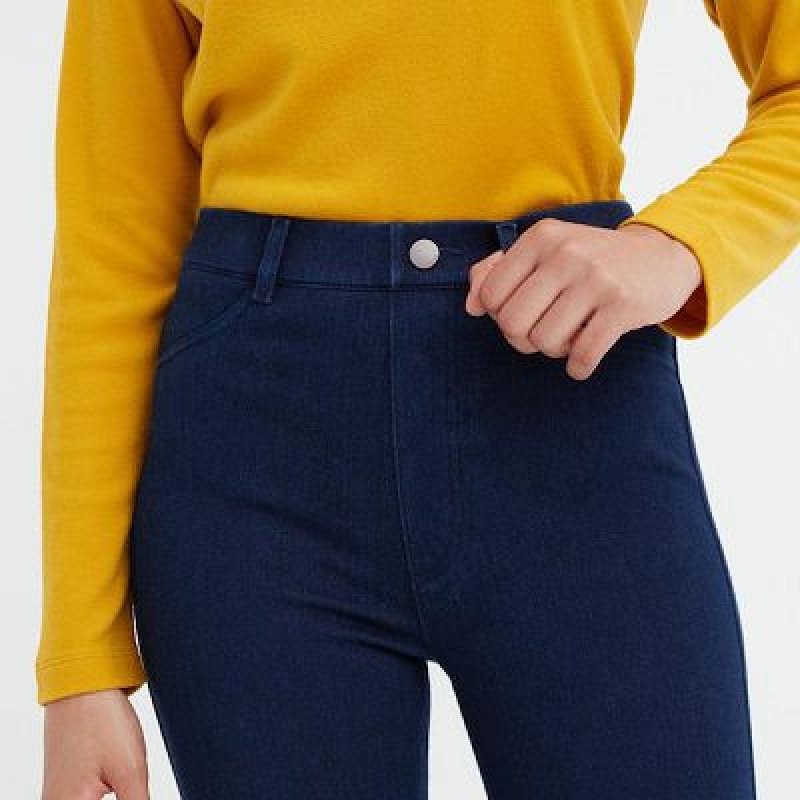 Leggins Uniqlo HEATTECH Ultra Stretch High-Rise Denim Mujer Azules | 194068_PE