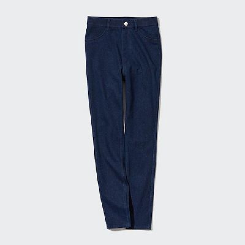 Leggins Uniqlo HEATTECH Ultra Stretch High-Rise Denim Mujer Azules | 194068_PE