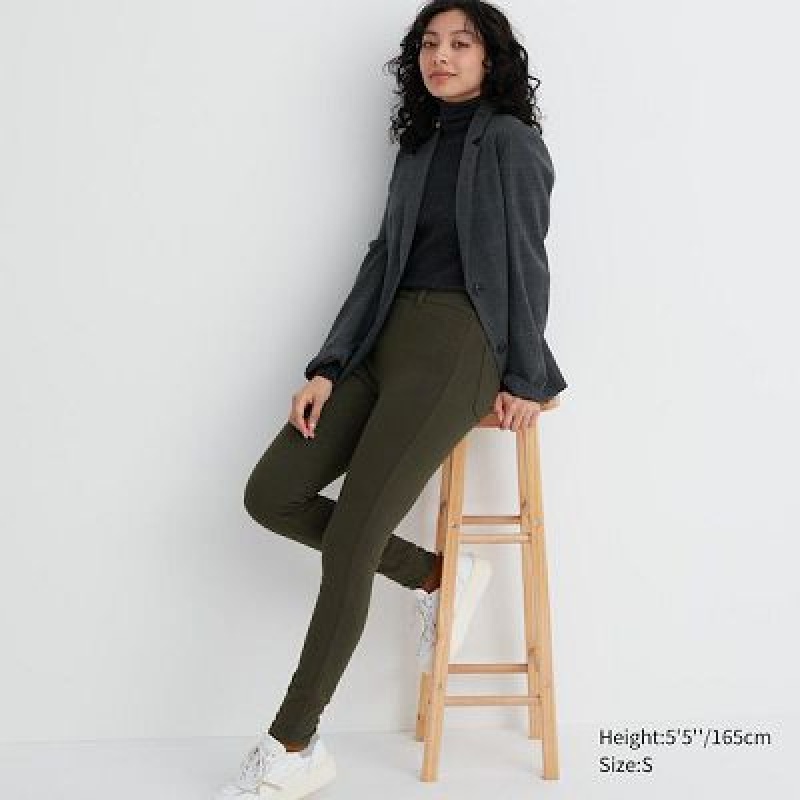 Leggins Uniqlo HEATTECH Ultra Stretch High-Rise Mujer Verde Oliva | 413657_PE