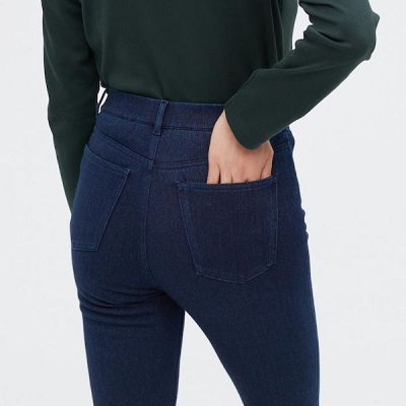 Leggins Uniqlo HEATTECH Ultra Stretch High-Rise Denim Mujer Azules | 649250_PE