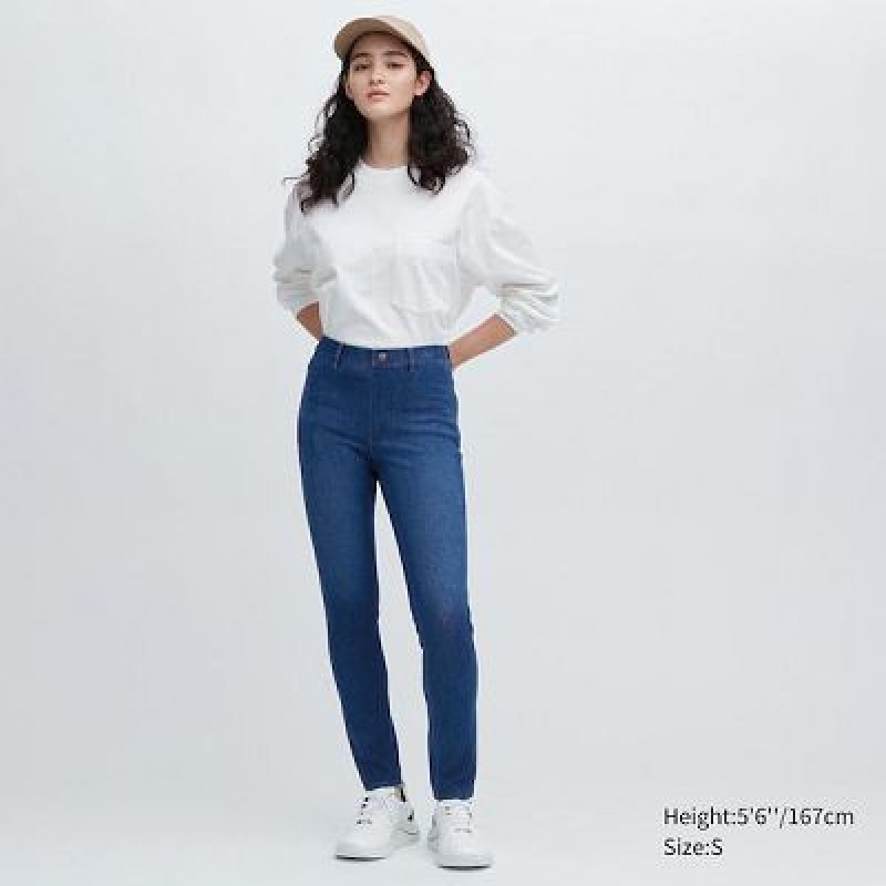 Leggins Uniqlo Ultra Stretch Denim Mujer Azul Marino | 486103_PE