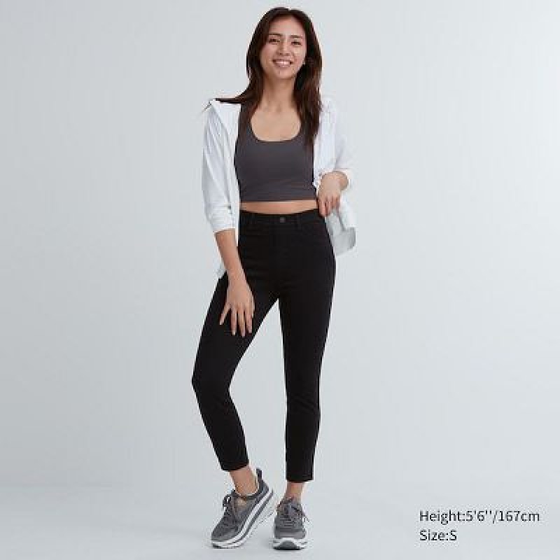 Leggins Uniqlo Ultra Stretch High-Rise Cropped Mujer Negras | 51973_PE