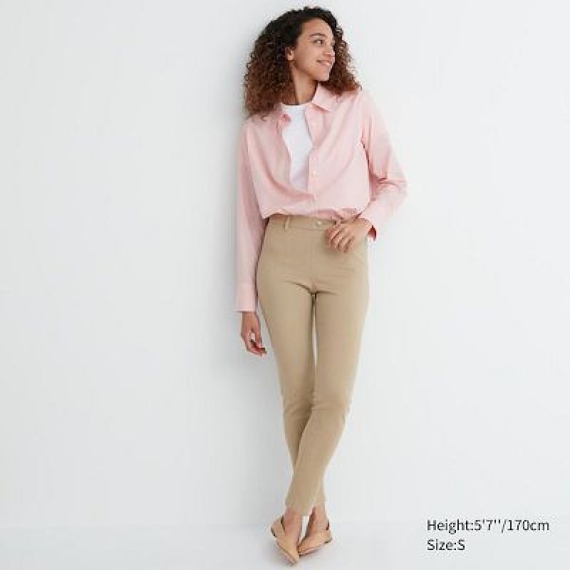 Leggins Uniqlo Ultra Stretch Mujer Beige | 680195_PE