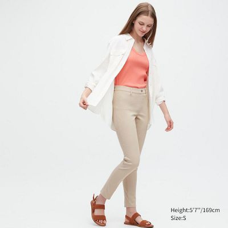 Leggins Uniqlo Ultra Stretch Mujer Beige | 325641_PE