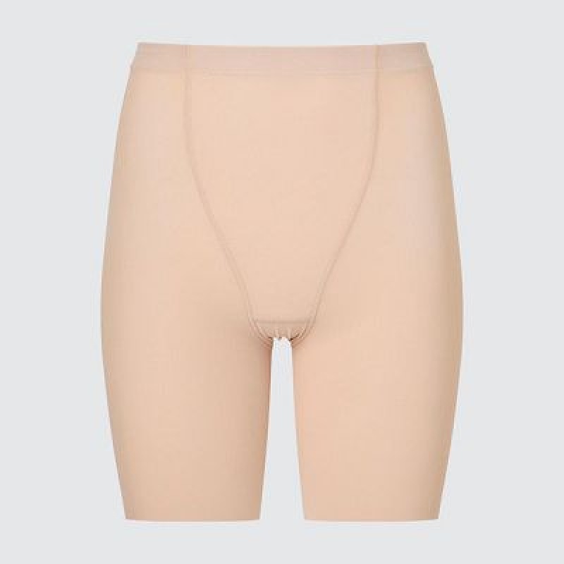 Mallas Uniqlo AIRism Support Body Shaper Unlined Half Mujer Beige | 875201_PE