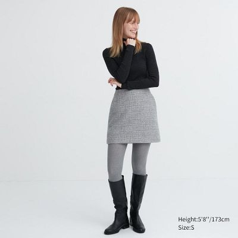 Mallas Uniqlo HEATTECH Acanalado De Punto Mujer Gris | 783056_PE