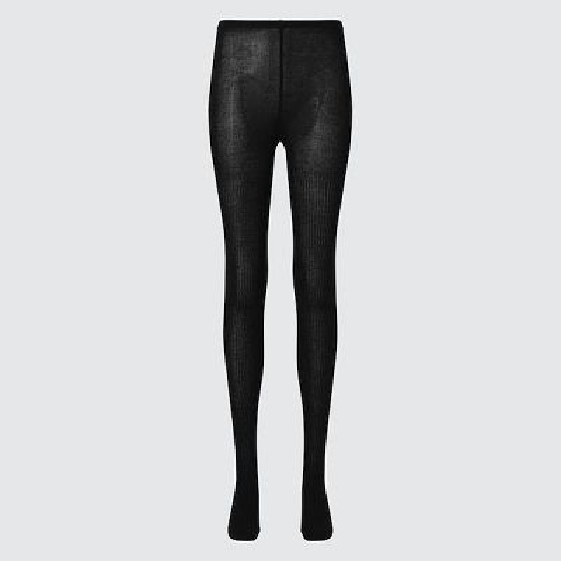 Mallas Uniqlo HEATTECH Acanalado De Punto Mujer Negras | 345910_PE