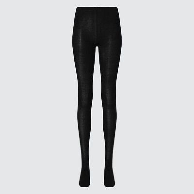 Mallas Uniqlo HEATTECH De Punto Mujer Negras | 485201_PE