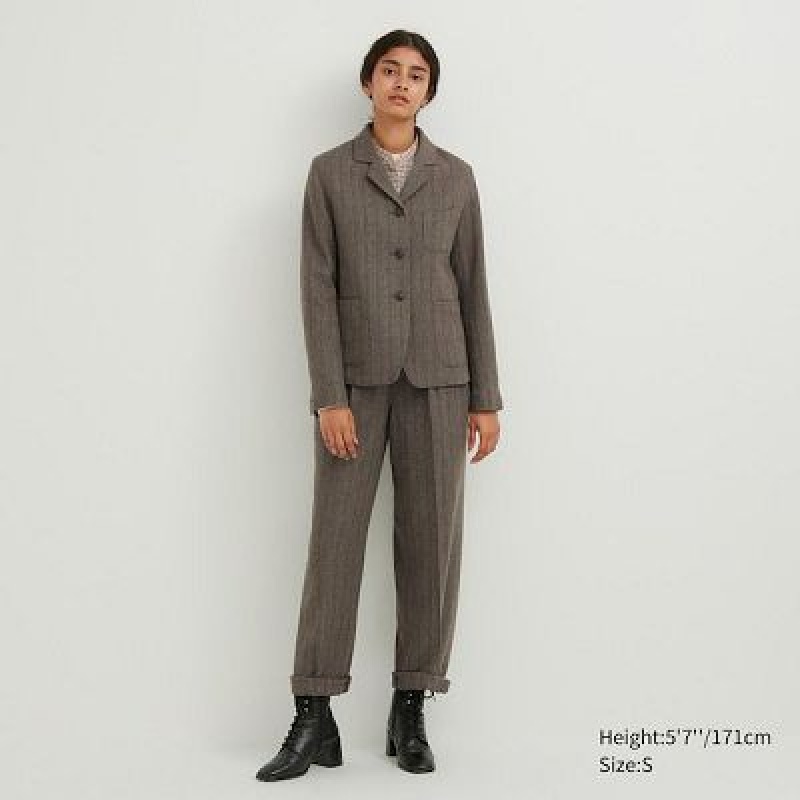 Monos Uniqlo Tweed Checked Mujer Gris | 162380_PE