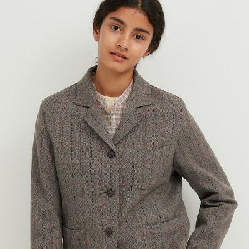 Monos Uniqlo Tweed Checked Mujer Gris | 162380_PE