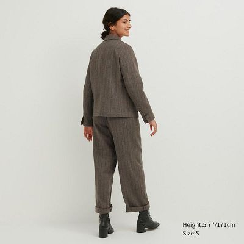 Monos Uniqlo Tweed Checked Mujer Gris | 234071_PE