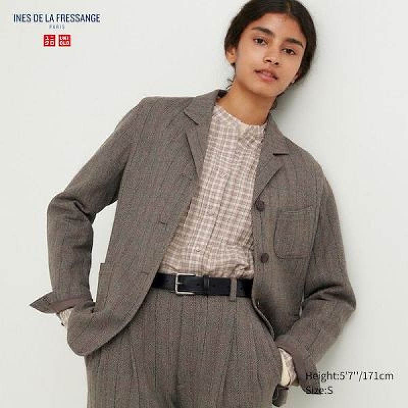 Monos Uniqlo Tweed Checked Mujer Marrones | 182463_PE