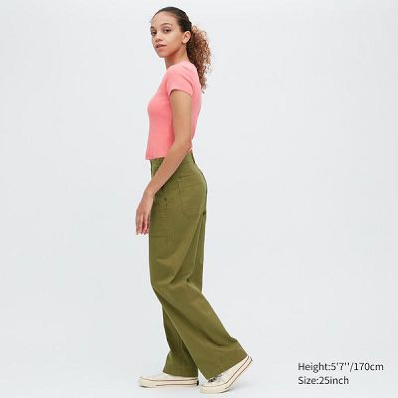 Pantalon Uniqlo Baker Mujer Verde Oliva | 829613_PE