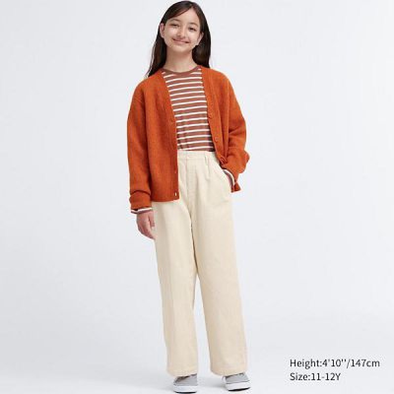 Pantalon Uniqlo Corduroy Baggy Niños Blancas | 721596_PE