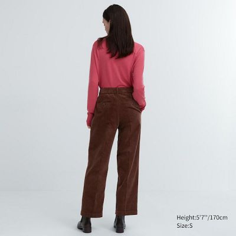 Pantalon Uniqlo Corduroy Wide-Fit Plisado Mujer Blancas | 104768_PE