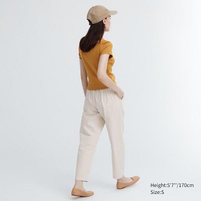 Pantalon Uniqlo Cotton Relaxed Ankle Mujer Negras | 891043_PE