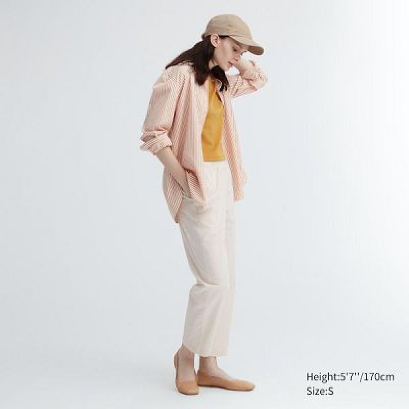 Pantalon Uniqlo Cotton Relaxed Ankle Mujer Natural | 712549_PE