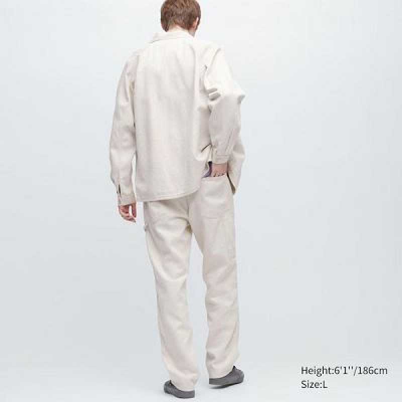 Pantalon Uniqlo Denim Work (Cotton Linen) Hombre Blancas | 35748_PE