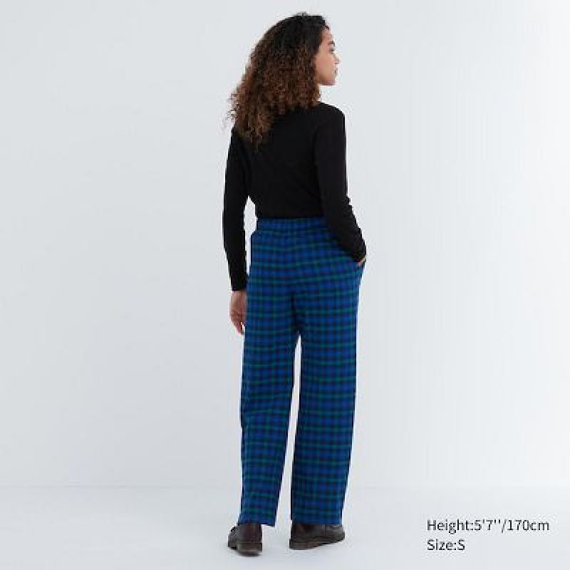 Pantalon Uniqlo Flannel Checked Mujer Azules | 769843_PE