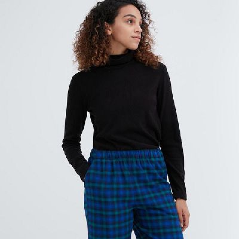 Pantalon Uniqlo Flannel Checked Mujer Azules | 769843_PE