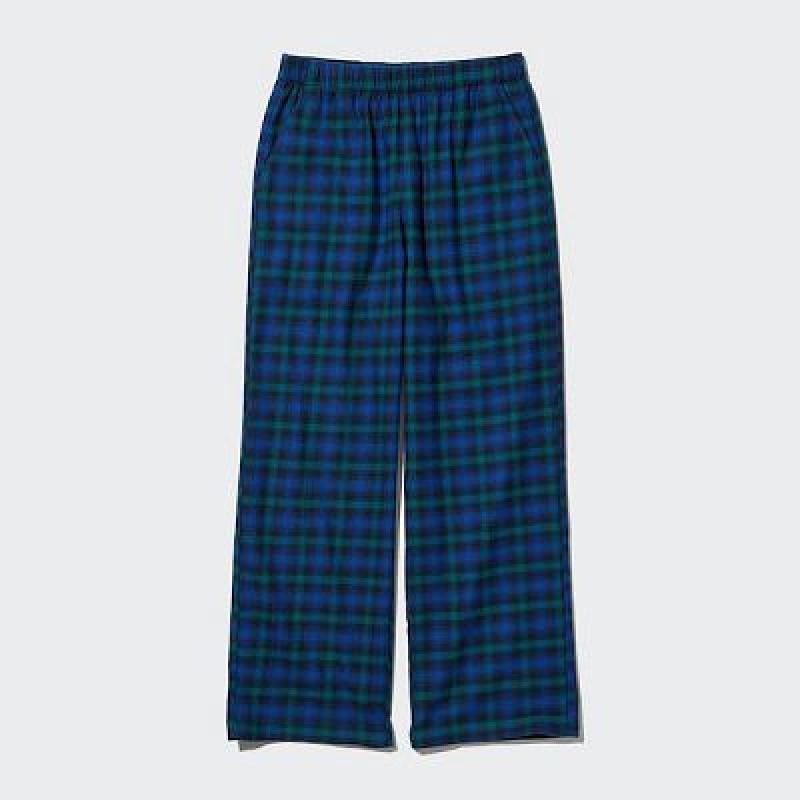 Pantalon Uniqlo Flannel Checked Mujer Azules | 769843_PE