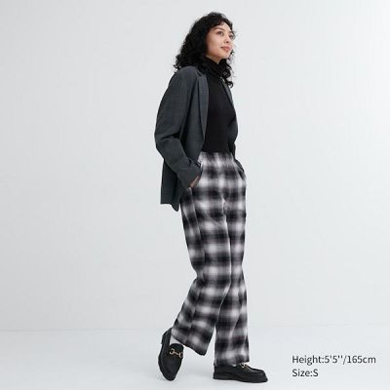 Pantalon Uniqlo Flannel Checked Mujer Gris | 781493_PE