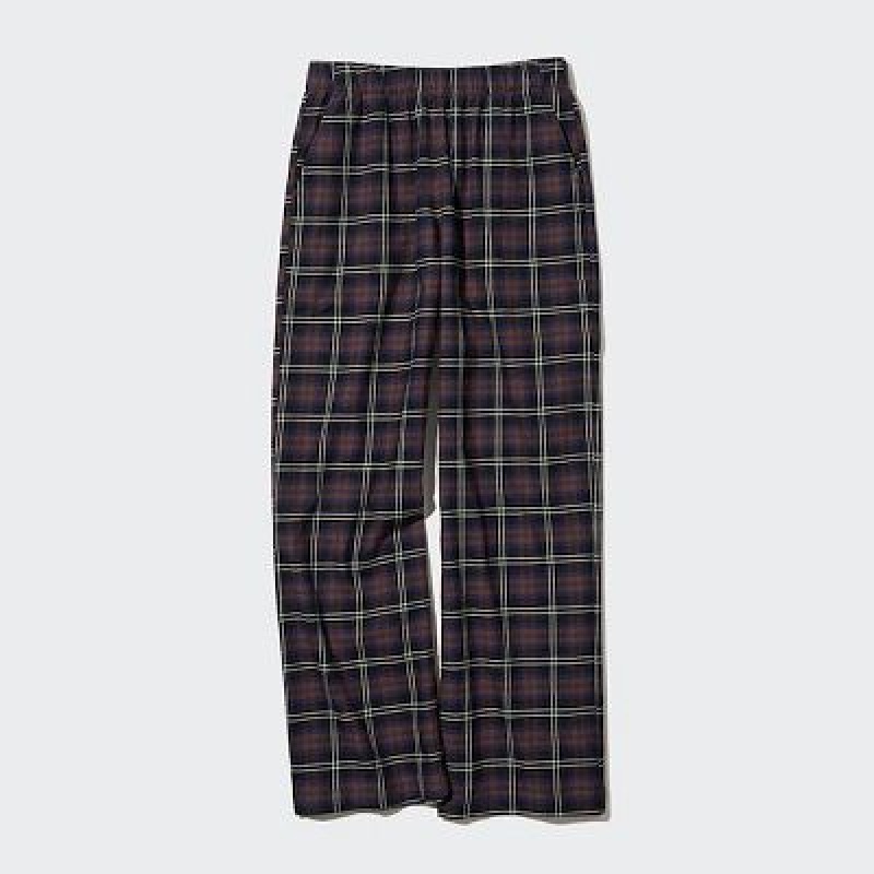 Pantalon Uniqlo Flannel Checked Mujer Marrones | 82751_PE