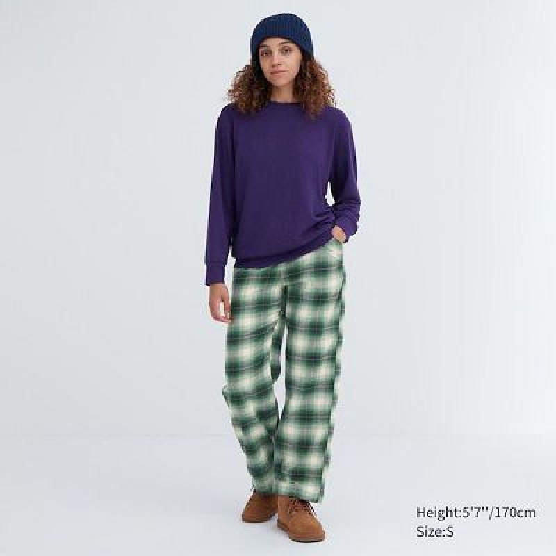 Pantalon Uniqlo Flannel Checked Mujer Verde | 934260_PE