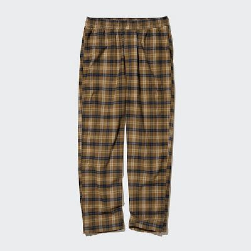 Pantalon Uniqlo Flannel Easy Ankle Hombre Marrones | 835604_PE