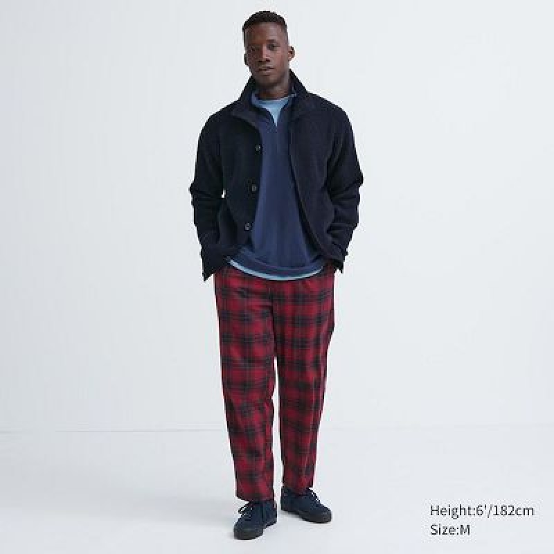 Pantalon Uniqlo Flannel Easy Ankle Hombre Rojas | 605423_PE