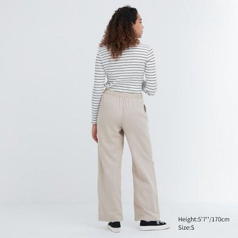 Pantalon Uniqlo Flannel Mujer Beige | 461390_PE