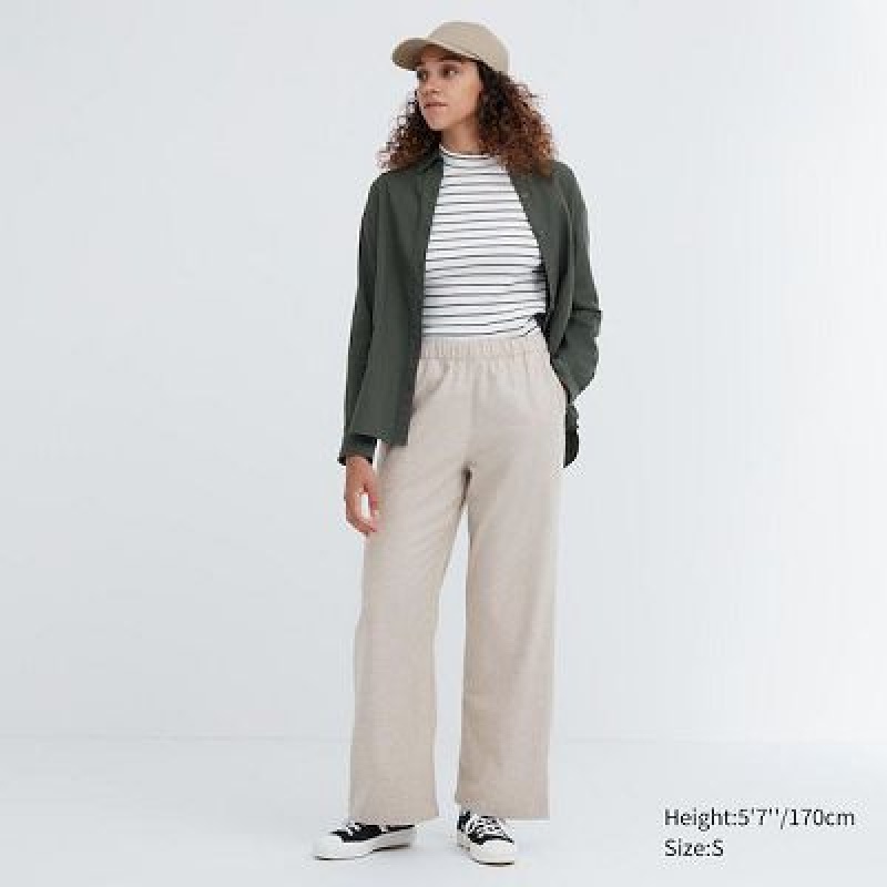 Pantalon Uniqlo Flannel Mujer Beige | 461390_PE