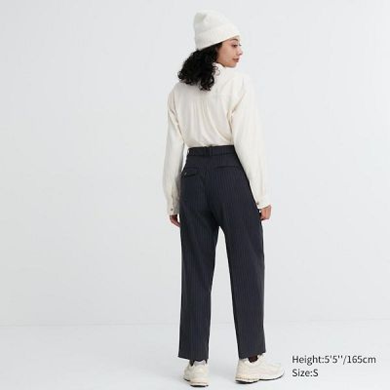 Pantalon Uniqlo HEATTECH Plisado Tapered Mujer Azul Marino | 708519_PE