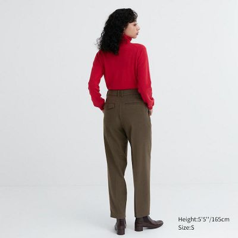 Pantalon Uniqlo HEATTECH Plisado Tapered Mujer Natural | 680723_PE