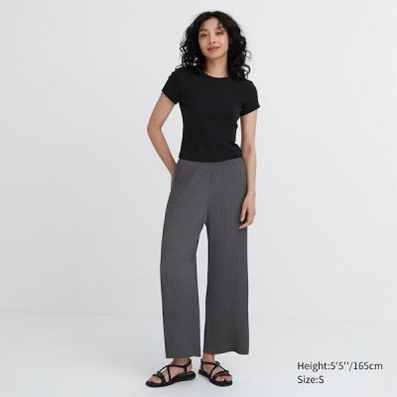 Pantalon Uniqlo Plisado Directo Mujer Gris | 987560_PE