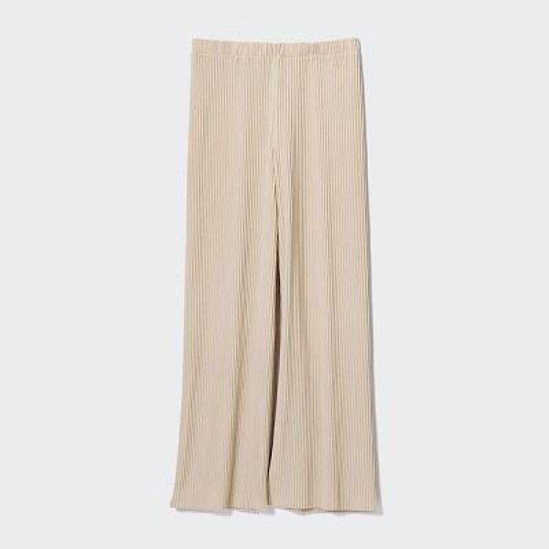 Pantalon Uniqlo Plisado Directo Mujer Natural | 317489_PE