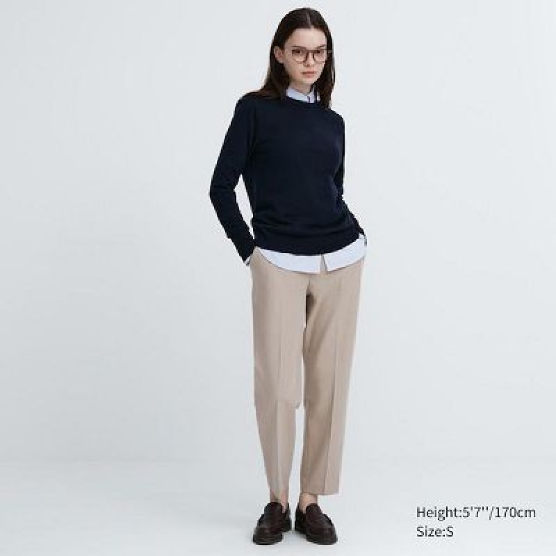 Pantalon Uniqlo Smart Ankle (2-Way Stretch) Mujer Beige | 17452_PE