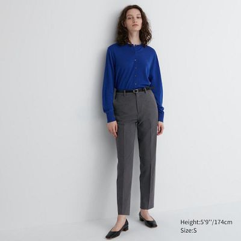 Pantalon Uniqlo Smart Ankle (2-Way Stretch, Tall) Mujer Gris | 142539_PE