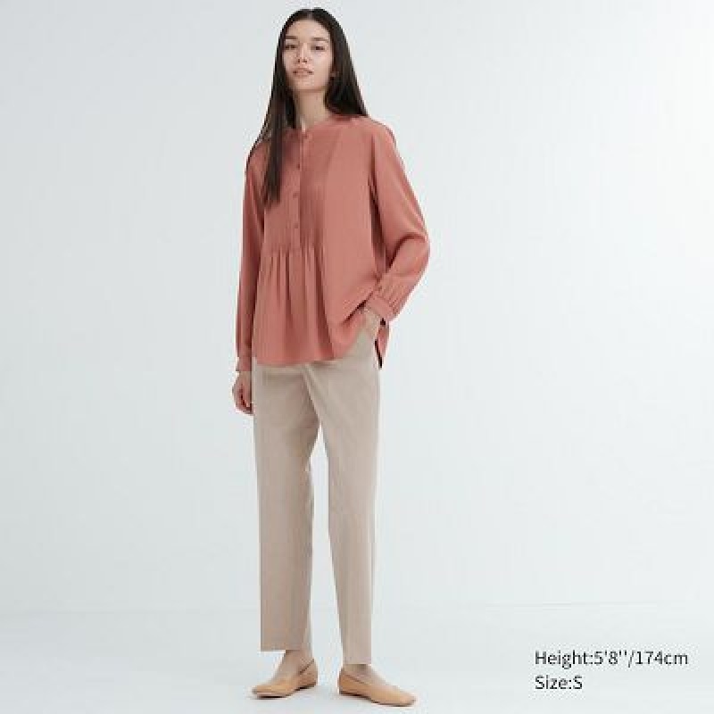 Pantalon Uniqlo Smart Ankle (2-Way Stretch, Tall) Mujer Beige | 569120_PE